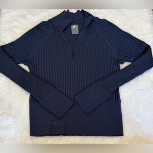 CALIA Rib Knit Quarter Zip Pullover